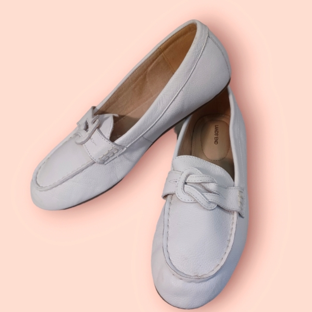 White loafers Lan's End 8.5 women